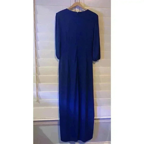 ALEXIA ADMOR Jumpsuit XL 16 18 Royal Blue Wide Leg Flare V Neck Ruched Romper - Picture 5 of 13